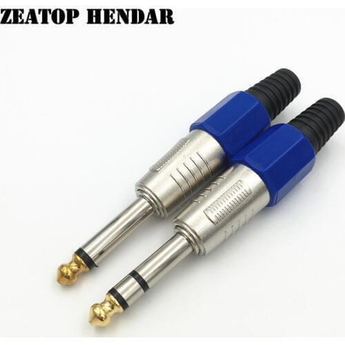 8Pcs 6.35mm 2 3 Pin Mono Stereo Male Jack 6.35 Audio Connector Amplifier Microphone Electronic Guitar with Gold Tip Plug