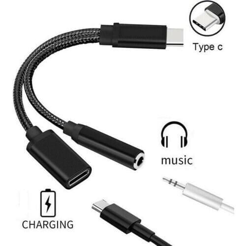 2 In 1 Usb Type C To 3.5mm Aux Adapter Headphone Adapter Usb-C Jack Audio Cable For Samsung S20 Plus For Xiaomi Huawei