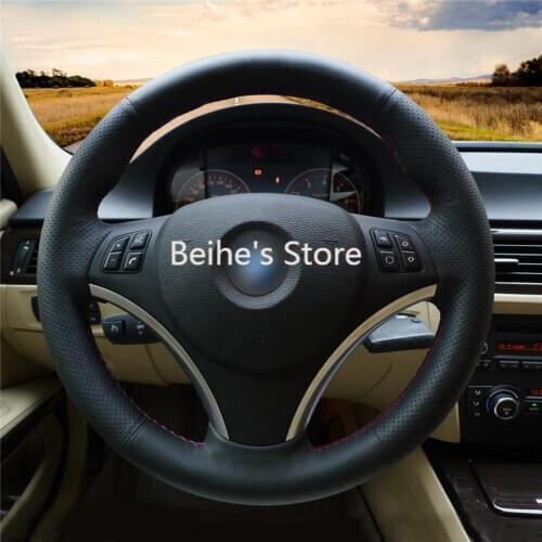 Car Steering Wheel Cover Hand-stitch on Wrap Cover Car interior decoration For BMW E90 E87 120i 130i 120d