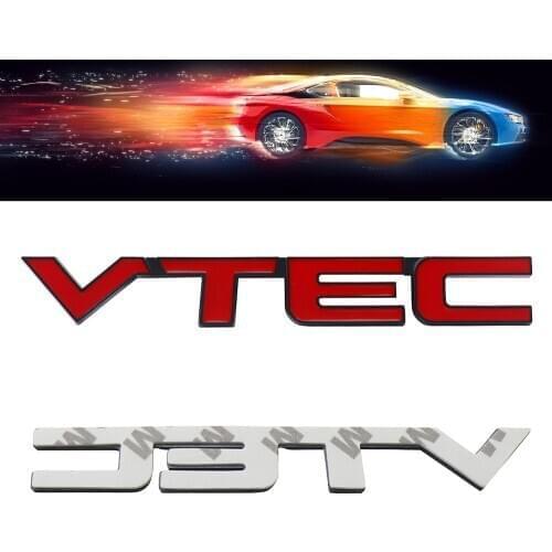Black Red VTEC for Auto engine Fender Trunk Rear Nameplate Emblem Badge Sticker