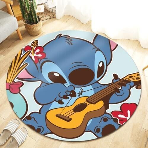 Disney Lilo & Stitch Baby Playmat Round 100cm Carpet for Living Room Large Bedroom Area Rugs Anti Slip Floor Mat