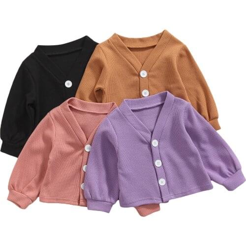 Citgeett Spring Autumn Kids Toddlers Girls Cardigan Solid Color V-neck Long Sleeve Single-breasted Outwear Casual Tops Clothes