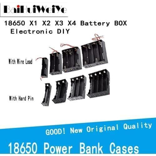 DIY 18650 Power Bank Cases 1X 2X 3X 4X 18650 Battery Holder Storage Box Case 1 2 3 4 Slot Batteries Container With Wire Lead