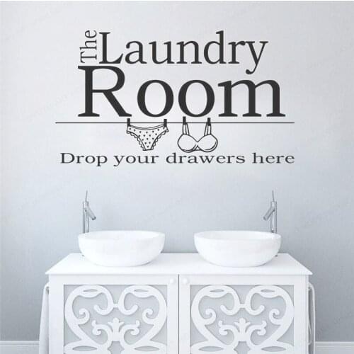 Home Interior Decoration LaundryRoomWall DecorStickerQuote Vinyl Sticker Poster Removable Mural Decor Drop Your Drawers HereHL66