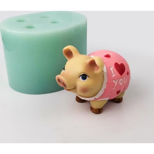 DW0273PRZY Silicone Molds Fondant Pink Love Piggy 3D Soap Molds Handmade Mould Cute Childrens Soap Clay Resin Pig Candle Mould