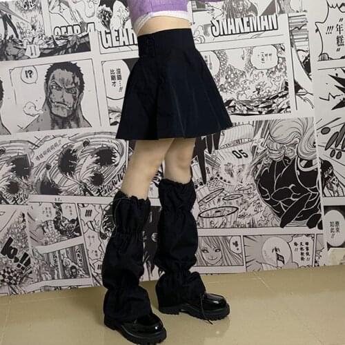 Jk Girl Drawstring Calf-length Ninja Leg Warmers Dark Punk Rock Cargo Sock Solid Black Women Cool Gothic Leg Warmer 2021 Hipster
