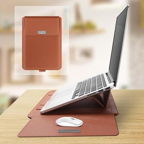 3in1 13-17 Inch Leather Laptop Bag Sleeve Cover With Stand Mouse Pad Computer Carrying Case For MacBook Air/pro HP Dell Notebook