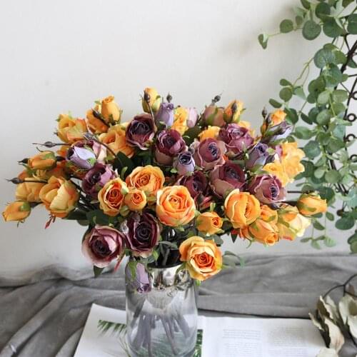 HOT Valentines Day Gift 44cm Red Rose 3 head Rose Flower Artificial Decoration Christmas Gifts Women Valentines Gift