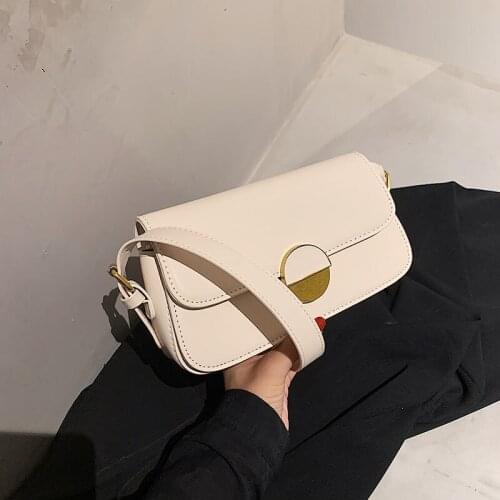 Retro small square bag ladies solid color leather bag casual messenger bag shoulder bag nightclub small zipper bag