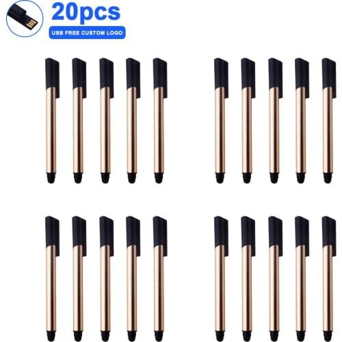 20pcs/lot metal usb flash drive 16G 32G 64G 128GB Ballpoint pen pen drive high speed memory stick flash drive For photography