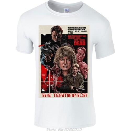 THE TERMINATOR RETRO MOVIE POSTER ARNOLD SCHWARZENEGGER SKYNET MENS T Shirt Printed Style Tees Male Top Fitness Brand Clothing