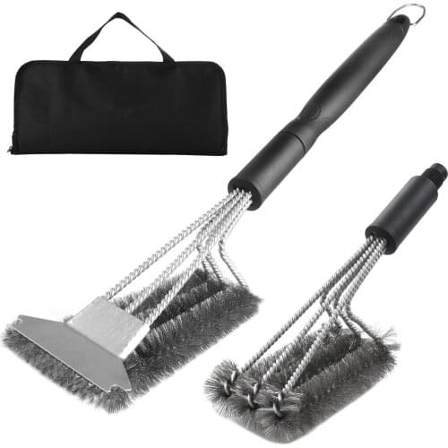 BBQ Grill Barbecue Kit Cleaning Brush Stainless Steel Bristles Cleaning Brushes Cooking Tool Barbecue Stains Grease Cleaner