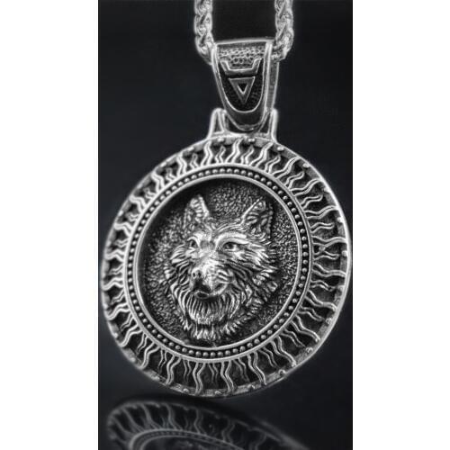 EYHIMD Nordic Black Sun Veles Wolf Stainless Steel Pendant Viking Rune Talisman Slavic Scandinavian Amulet Jewelry