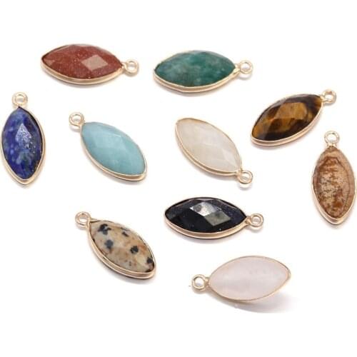 Natural Stone Pendants Marquise Shape Faceted Crystal Agates Amazonite Stone Charms for Jewelry Making Necklace Bracelet Gift