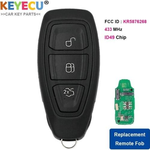 KEYECU Smart 3 Buttons Remote Key fob 433MHz ID49-pcf7953 Chip for Ford Grand C-Max Focus Kuga Fiesta 2016 2017 2018 KR5876268