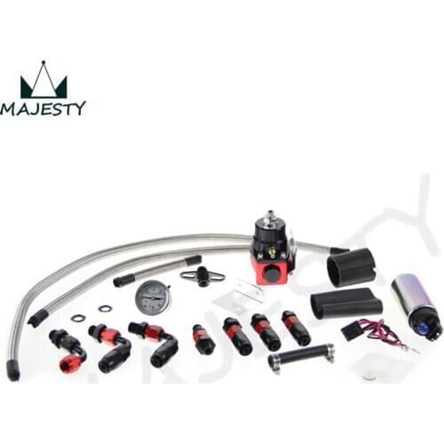Adjustable Fuel Pressure Regulator&255 LPH fuel pump Kit FIT FOR DSM STI GTI EVO black and red