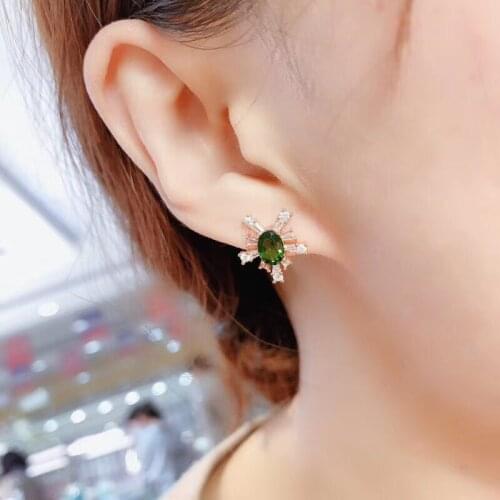 Best Gift Natural and Real Natural And Real Diopside earrings 925 sterling silver Fine jewelry Diopside earring