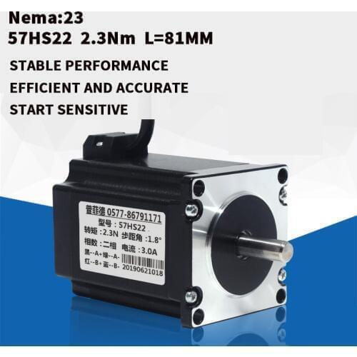 NEMA23 cnc stepper motor 57 x81mm 2.3N.m 4-Lead 1.8deg Nema 23 3A 57HS22 D=8mm For CNC machine and 3D printer! high quality