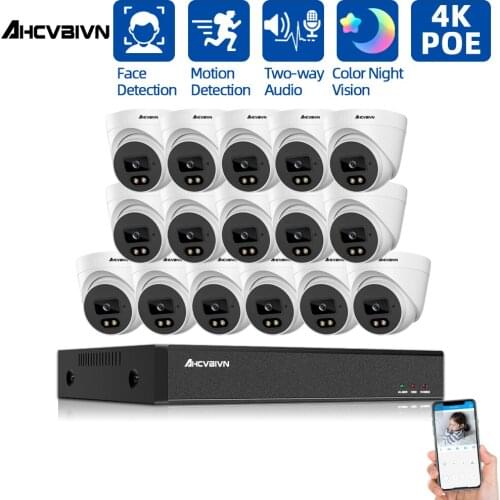 8MP POE NVR 16CH CCTV System Two Way Audio Security Camera System 8/16x 5.0MP Outdoor Waterproof Video Surveillance Camera Kit