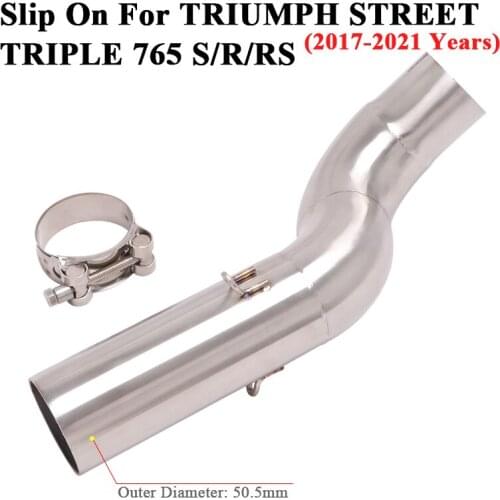 Slip On For TRIUMPH STREET TRIPLE 765 S R RS TRIPLE765 2017 - 2021 Motorcycle Exhaust Escpae Modify Mid Link Pipe Connect 51mm
