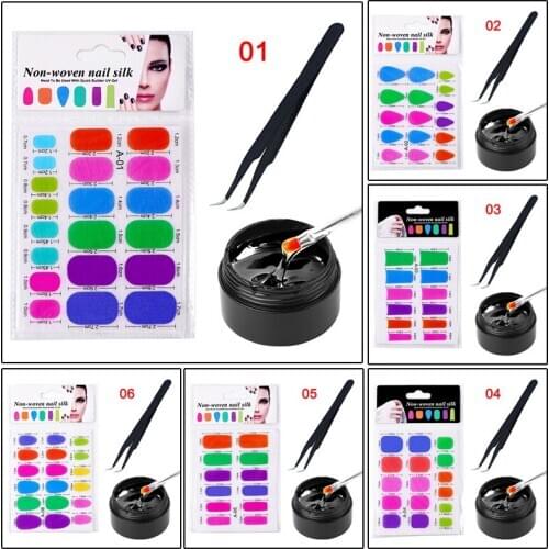 Fiberglass Nail Extension Fiber Tips Glue Tweezers DIY Manicure Salon Tool Set MPwell