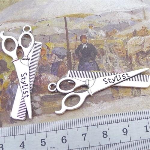 Stylist Scissor Barber Charm Pendants Jewelry Making Finding DIY Bracelet Necklace Earring Accessories Handmade 5pcs