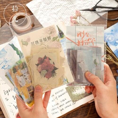 Vintage Flowers Journal Japanese Paper Stickers Van Gogh Starry sky Decorative Diary Stickers Scrapbooking Flakes Stationery