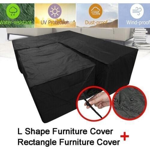 Waterproof Garden Rattan Corner Furniture Cover Outdoor Sofa Protect L Shape Kit UV-resistant Polyethylene Cover S M L XL