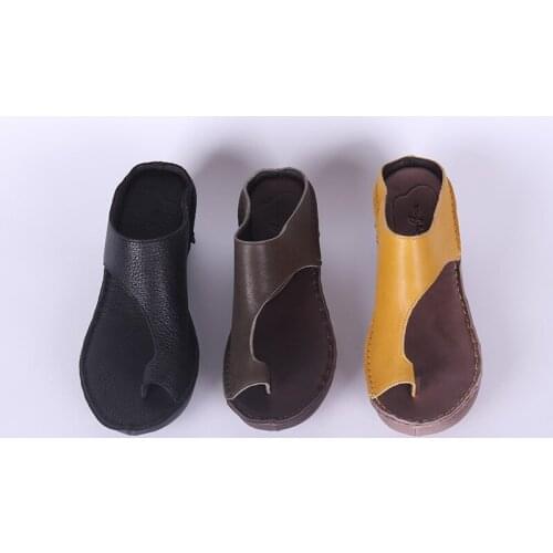 Restoring ancient ways fashion Comfort of genuine leather For women slippers