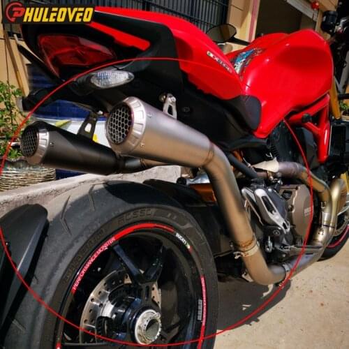 Titanium Alloy for Ducati Monster 821 1200 1200S 2014-2021 Motorcycle Exhaust System with 2pcs Mufflers Escapes 1pcs Link PIpe