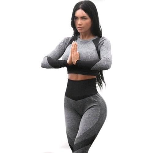 2021 Hot Womens Seamless Legging Suit Sportswear Fitness Suit Sports Bra Leggings 2 Piece Sets Gym Clothes Costume For Gym Fema