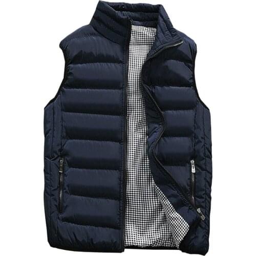 New Sleeveless Vests Warm Mens Jacket Autumn Brand Clothing Winter Casual Waistcoat Cotton Padded Coats 5XL SA584