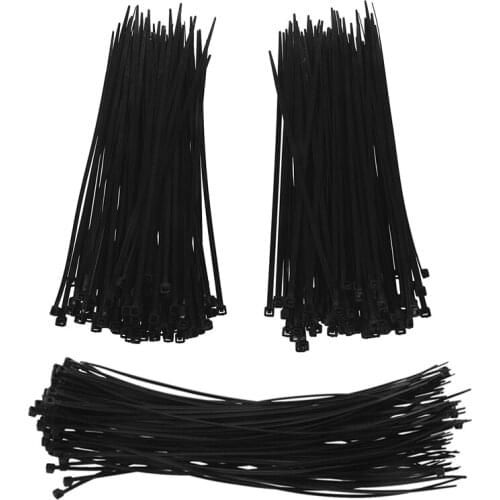 100Pcs Thin Black Cable Tidy Ties Zip Ties Cord Strap Wrap 200Mm x 3Mm & 300Pcs Cable Ties Cable Tie Wraps/Zip Ties - Black