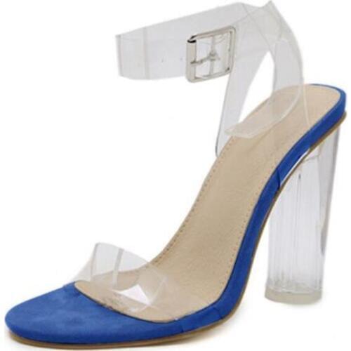 2020 shoes women Fashion Transparent Sandals Ankle High Heels Block Party Open Toe Shoes Hot Sale Sandalia Summer Feminina