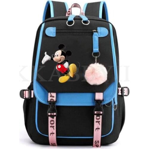 USB Charging Backpack Grils Minnie School Bags Mickey Large Laptop Bookbag Men Women Mochila Escolar