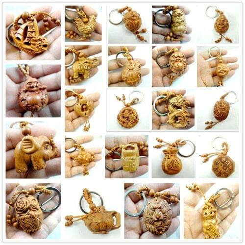 Mahogany Three-dimensional Engraving Key Chain Lifelike Pendant Key Ring Jewelry Gift For Car Accessories F88