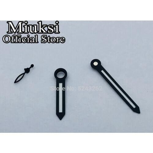 Miuksi black white watch hands green luminous hands fit ETA 6497 6498 or Seagull ST3600 ST3620 series movement