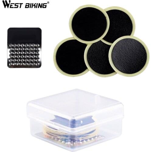 WEST BIKING 5 Pcs Bicycle Repair Tools No Glue Bicycle Tube Tire Repair Kit Thin Mountain Road Bike Tire Patch Repair One Set