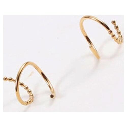Fake double hoop thread earring for women stainless steel gold beaded spiral loop earring minimalist french style fashion 2021