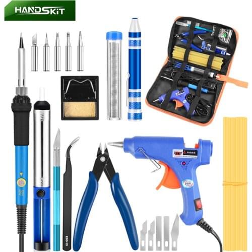 60W Electric soldering iron And 20W Hot Melt Glue Gun Mini Industrial Guns Heat Temperature Thermo Electric Repair Tool Set