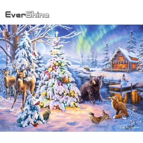 EverShine Diamond Painting Full Square Winter Picture Rhinestones Diamond Embroidery Full Display Christmas Cross Stitch Art Kit