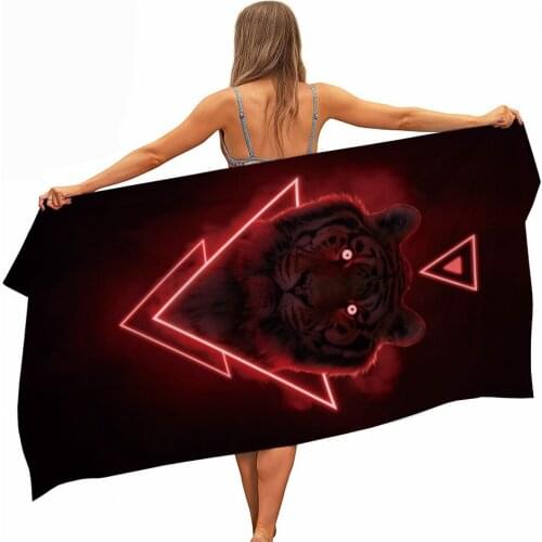 HELENGILI Tiger Microfiber Pool Beach Towel Portable Quick Fast Dry Sand Outdoor Travel Swim Blanket Thin Yoga Mat