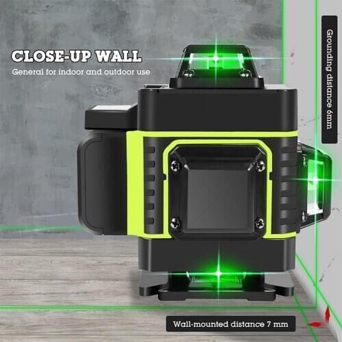 Laser Level Meter Automatic Remote Control Self-leveling 16 Line 4D Green Light 360°rotating Laser Level Meter Measuring Tool