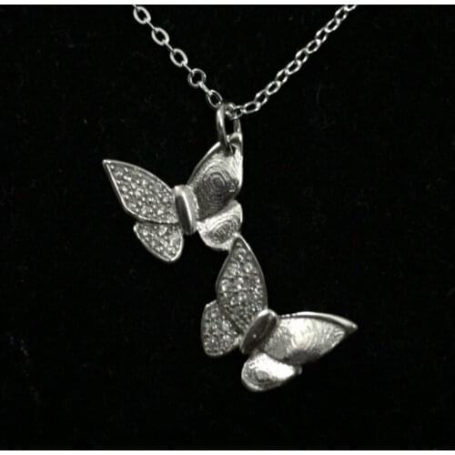 Exquisite Silver Plated White Zircon Crystal Butterfly Pendant for Cocktail Party Womens Pendant Birthday Gifts Fine Jewelry