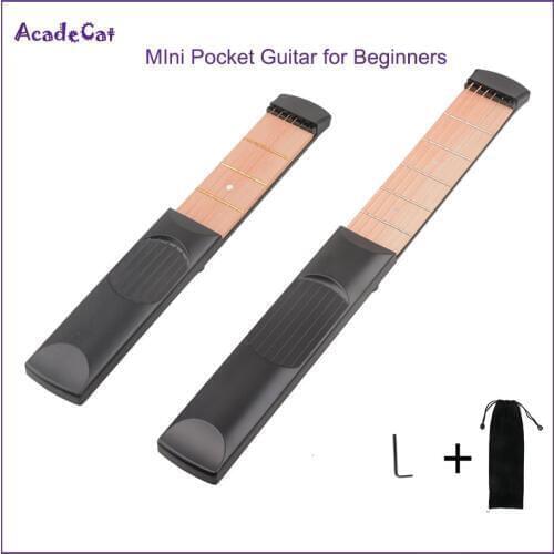 MIni Pocket Guitar 6 String 6 Frets/4 Frets Pocket Acoustic Guitar Practice Tool Guitar Parts Gadget Chord Trainer for Beginner
