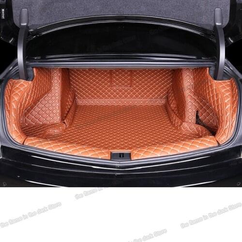 Leather car trunk mat for cadillac ct6 2016 2017 2018 2019 2021 2022 2020 cargo liner boot rear auto boot accessories interior