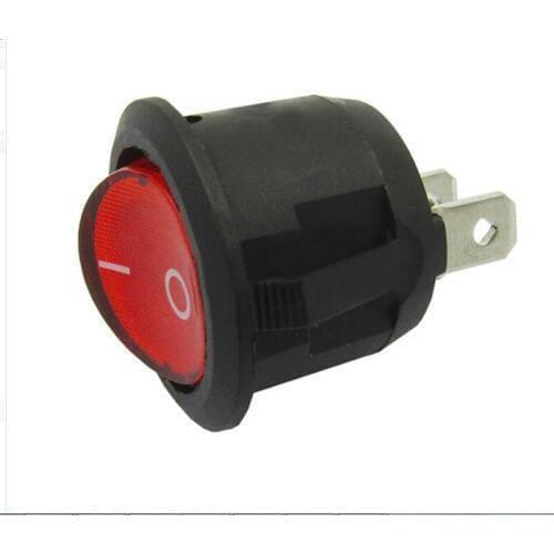 20pcs Round rocker switch red rocker on-off switch 2 pins 6A 250V switch for cars electric accessories