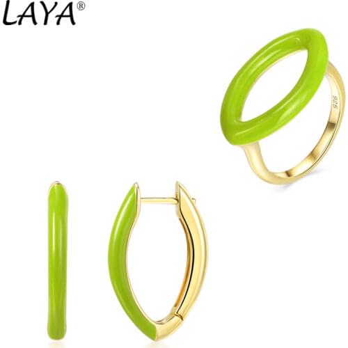 2021 Fashion New Style 925 Sterling Silver Drop Earrings Ring Set Color Enamel For Women Party Exquisite Elegant Jewelry Gift