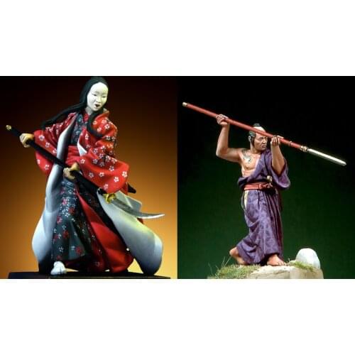 1:32 scale die-casting resin assembly mold Japanese samurai hand-painted white mold assembly model