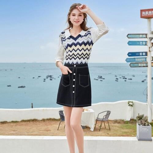 Mini Skirts Female Solid High-Waisted Skirt Ladies Casual Zipper Summer Womens Clothing Patchwork Button Pockets Korean Skirt